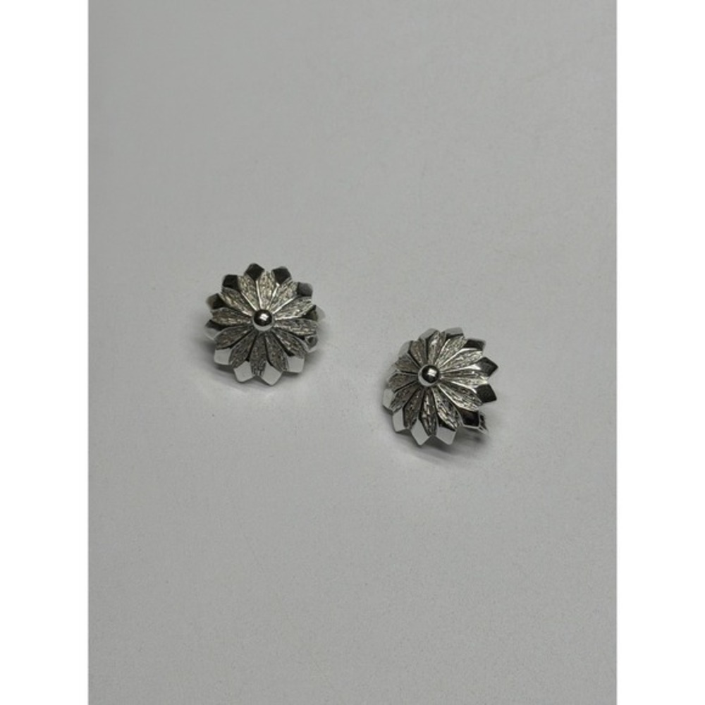 Kramer Sterling Silver‎ Flower Clip On Earrings Vintage Statement Designer